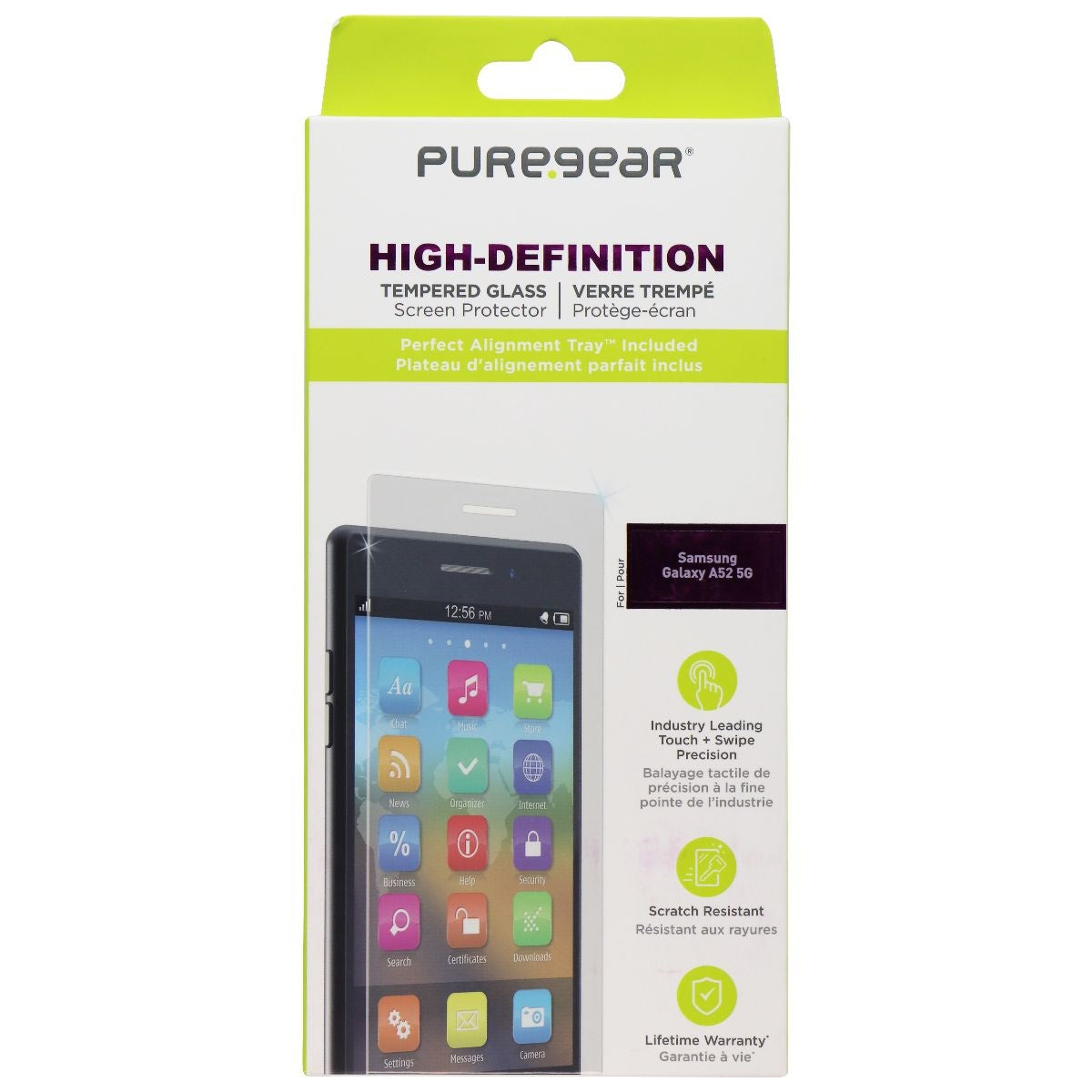 PureGear High-Definition Tempered Glass for Samsung Galaxy A52 5G - Clear Cell Phone - Screen Protectors PureGear - Simple Cell Bulk Wholesale Pricing - USA Seller
