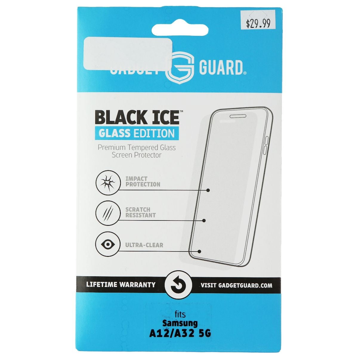 Gadget Guard Black Ice Edition Tempered Glass for Samsung Galaxy A12 / A32 5G Cell Phone - Screen Protectors Gadget Guard - Simple Cell Bulk Wholesale Pricing - USA Seller
