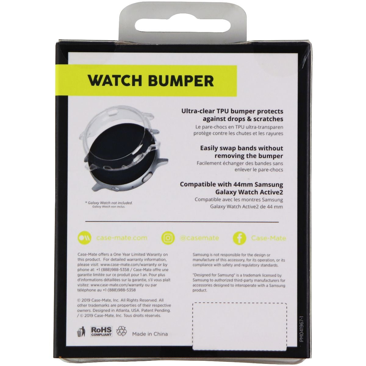 Case-Mate (44mm) Tough Watch Bumper for Samsung Galaxy Watch Active2 - Clear Smart Watch Accessories - Smart Watch Cases Case-Mate - Simple Cell Bulk Wholesale Pricing - USA Seller