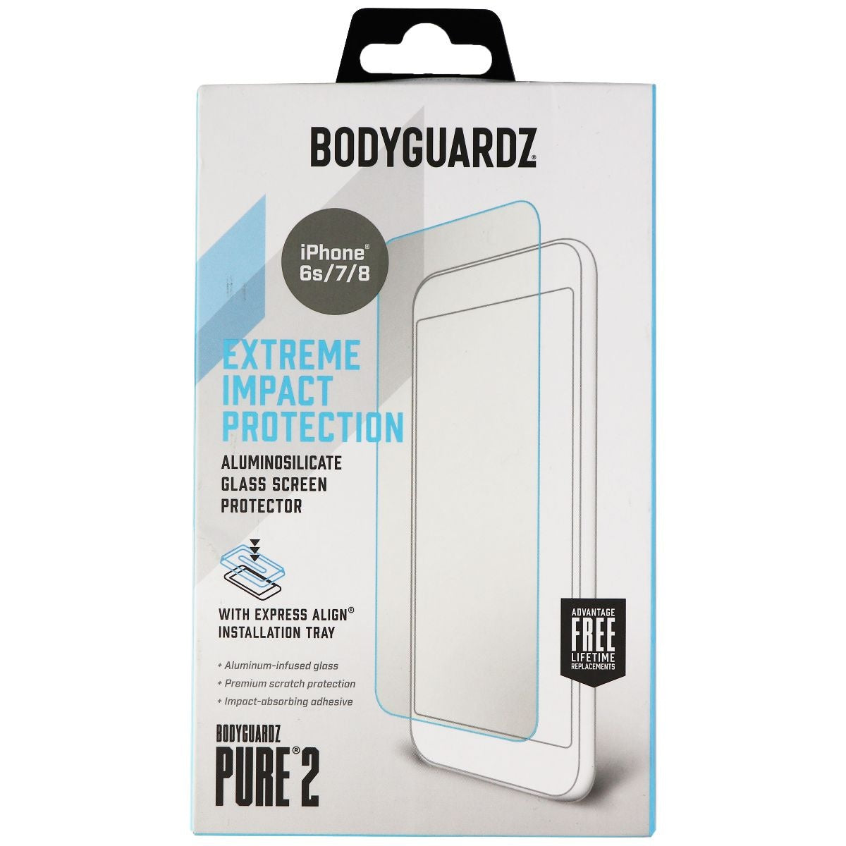 BodyGuardz Pure 2 Series Tempered Glass for iPhone 8/7/6s - Clear Cell Phone - Screen Protectors BODYGUARDZ - Simple Cell Bulk Wholesale Pricing - USA Seller