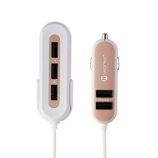 mWorks! mPOWER! 10.8A Front & Back Seat 5 Port Car Charger - Rose Gold/White Cell Phone - Chargers & Cradles mWorks! - Simple Cell Bulk Wholesale Pricing - USA Seller