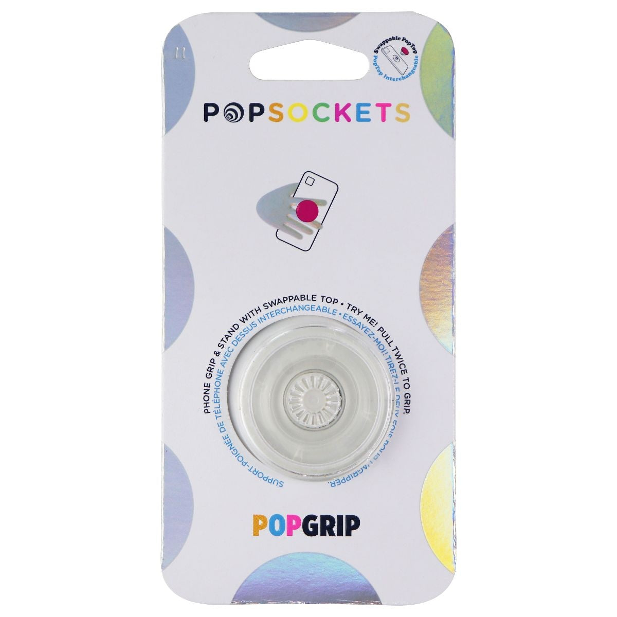 PopSockets PopGrip with Swappable Top for Phones and Tablets - Clear Cell Phone - Mounts & Holders PopSockets - Simple Cell Bulk Wholesale Pricing - USA Seller