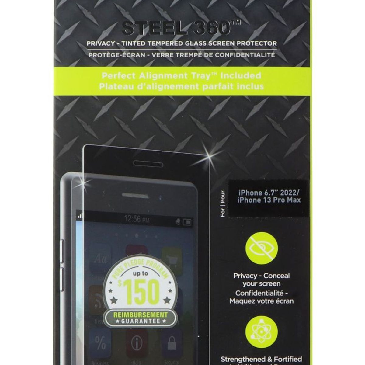 PureGear Steel 360 Privacy Glass Protector for Apple iPhone 14 Plus/13 Pro Max Cell Phone - Screen Protectors PureGear - Simple Cell Bulk Wholesale Pricing - USA Seller