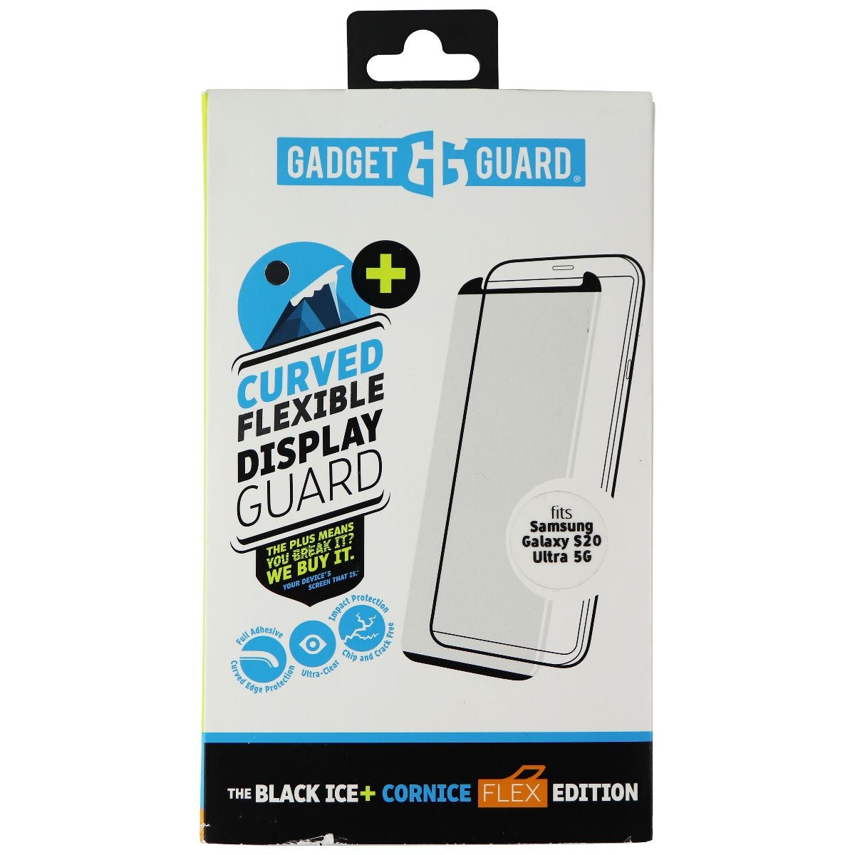 Gadget Guard Black Ice+ Cornice FLEX Protector for Samsung Galaxy S20 Ultra 5G Cell Phone - Screen Protectors Gadget Guard - Simple Cell Bulk Wholesale Pricing - USA Seller