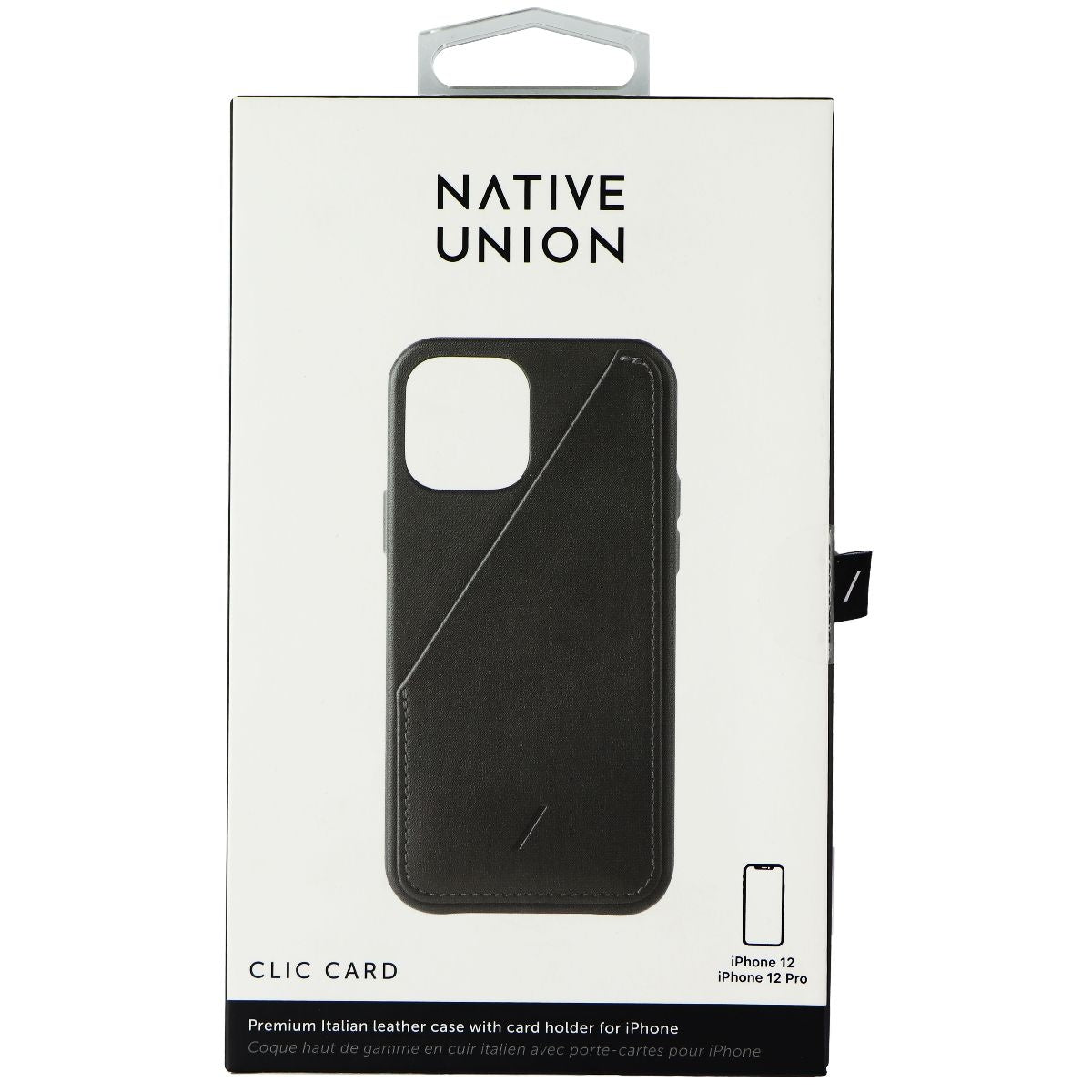 Native Union Clic Genuine Leather Card Case for iPhone 12 and 12 Pro - Black Cell Phone - Cases, Covers & Skins Native Union - Simple Cell Bulk Wholesale Pricing - USA Seller