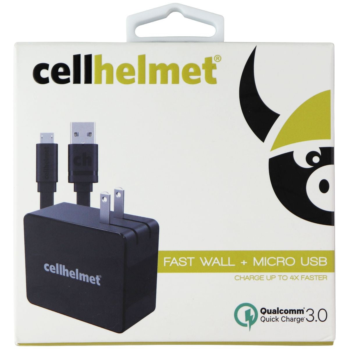 CellHelmet QC 3.0 Fast USB Wall Adapter and Micro-USB Flat Cable - Black Cell Phone - Chargers & Cradles CellHelmet - Simple Cell Bulk Wholesale Pricing - USA Seller