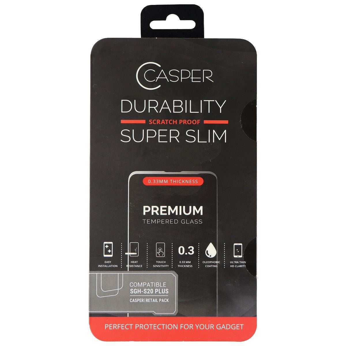 Casper Durability 0.33mm Slim Screen Protector for Samsung Galaxy S20 Plus Cell Phone - Screen Protectors Casper - Simple Cell Bulk Wholesale Pricing - USA Seller