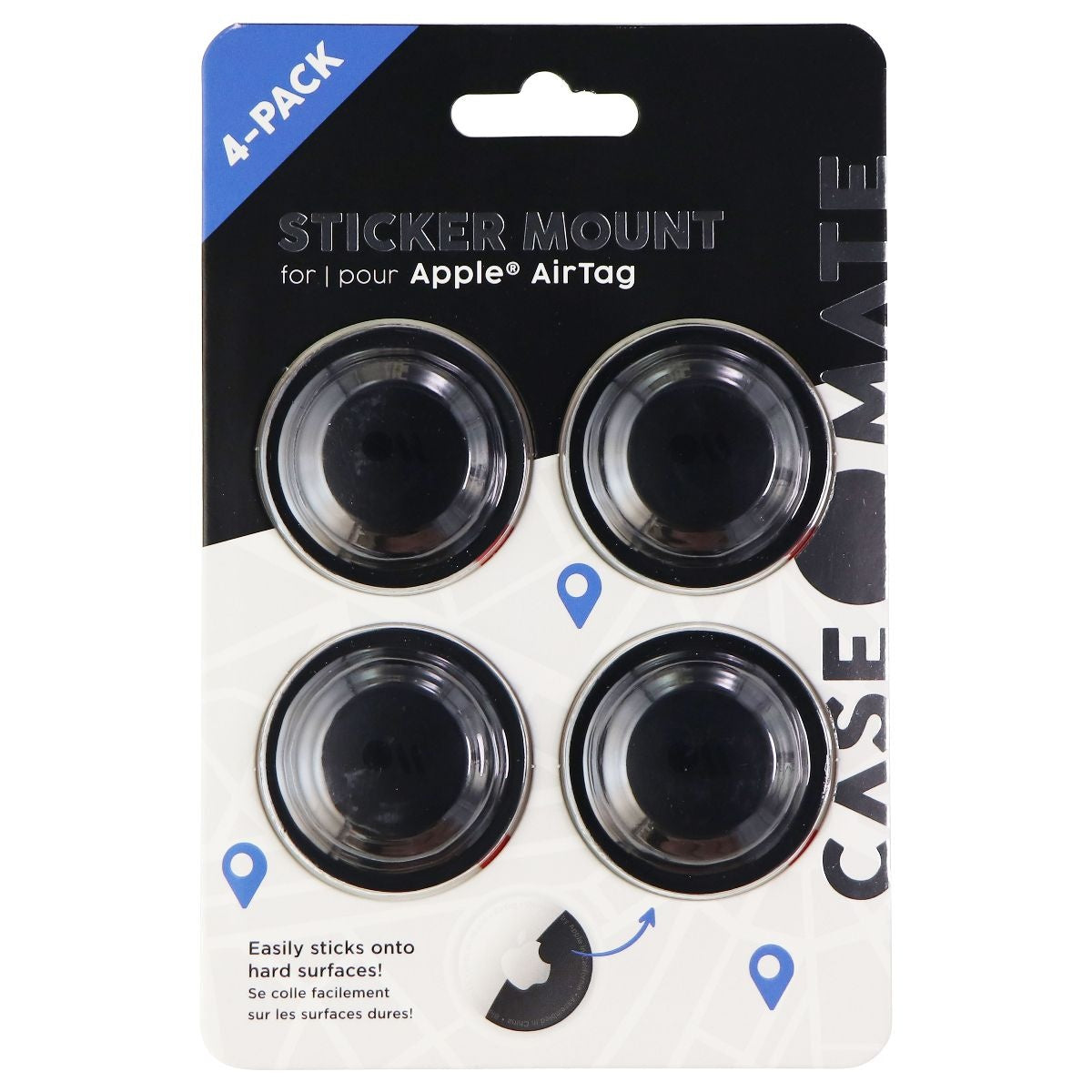 Case-Mate Sticker Mount for Apple AirTag - Black (4 Pack) Cell Phone - Mounts & Holders Case-Mate - Simple Cell Bulk Wholesale Pricing - USA Seller