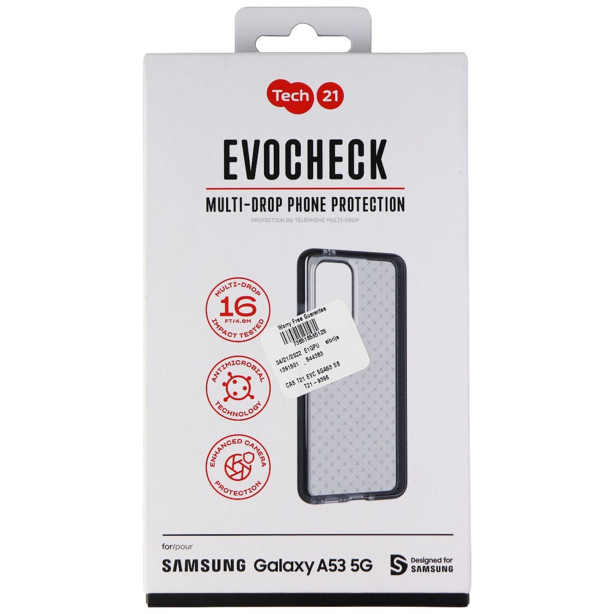Tech21 Evo Check Series Flexible Gel Case for Samsung Galaxy A53 5G - Black Cell Phone - Cases, Covers & Skins Tech21 - Simple Cell Bulk Wholesale Pricing - USA Seller