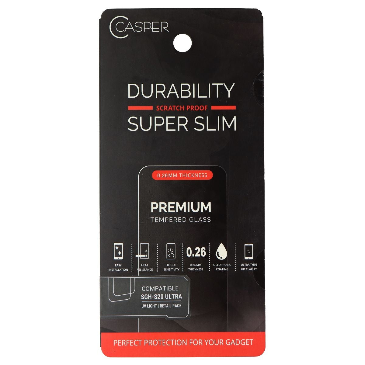 Casper Durability 0.26mm Slim Screen Protector for Samsung S20 Ultra (UV Light) Cell Phone - Screen Protectors Casper - Simple Cell Bulk Wholesale Pricing - USA Seller