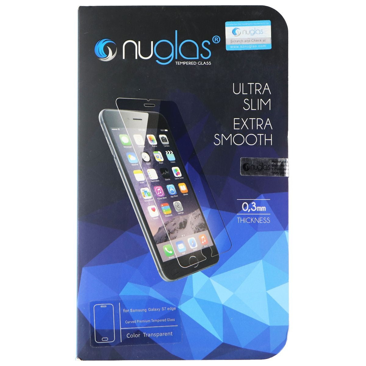NuGlas Slim Tempered Glass Screen Protector for Samsung Galaxy S7 Edge - Clear Cell Phone - Screen Protectors Nuglas - Simple Cell Bulk Wholesale Pricing - USA Seller