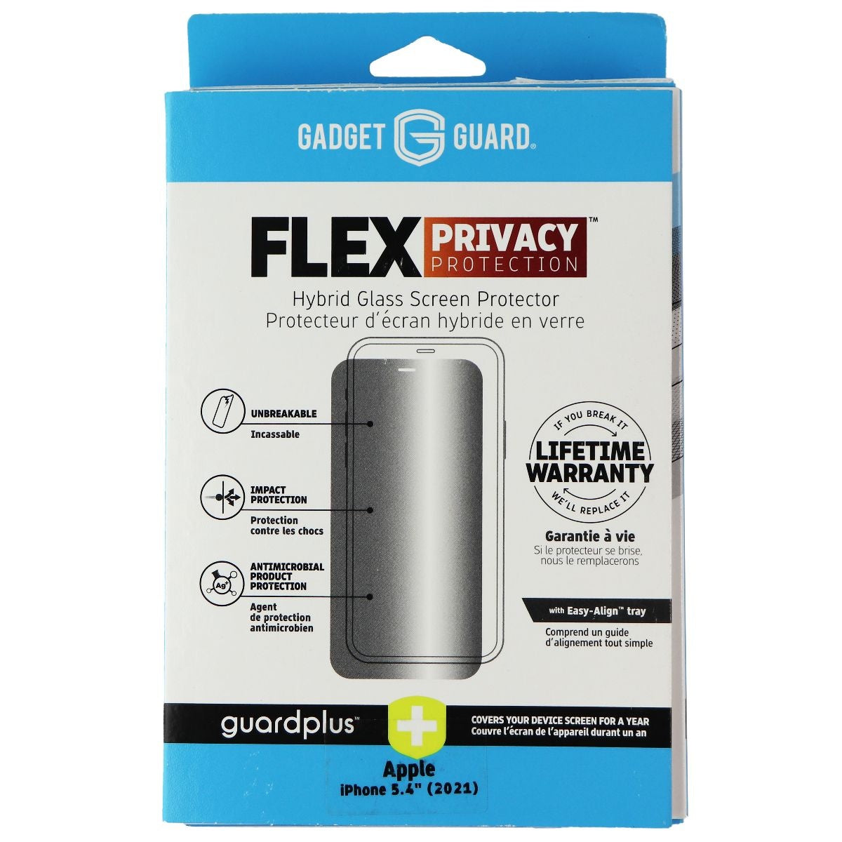 Gadget Guard Flex PRIVACY Hybrid Glass Protector for iPhone 13 mini Cell Phone - Screen Protectors Gadget Guard - Simple Cell Bulk Wholesale Pricing - USA Seller