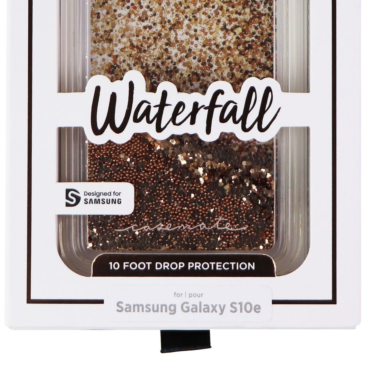 Case-Mate Waterfall Series Liquid Glitter Case for Galaxy S10e - Clear/Gold Cell Phone - Cases, Covers & Skins Case-Mate - Simple Cell Bulk Wholesale Pricing - USA Seller