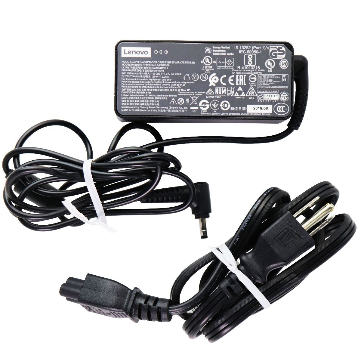 Lenovo OEM AC/DC Power Adapter With Small Plug - Black (ADLX45NCC3A) Computer Accessories - Laptop Power Adapters/Chargers Lenovo - Simple Cell Bulk Wholesale Pricing - USA Seller