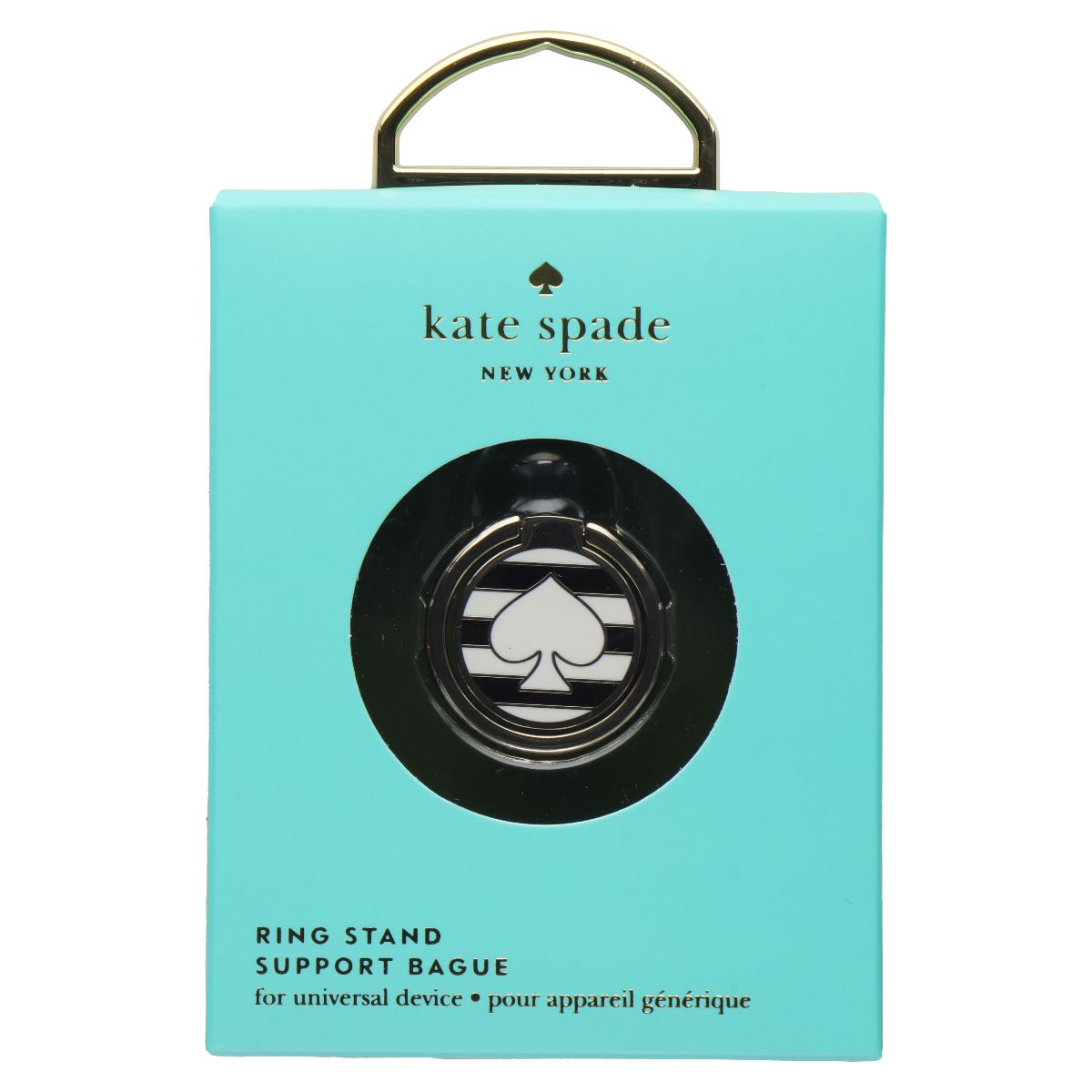Kate Spade New York Universal Ring Stand - Black / White Stripes w/ Spade Cell Phone - Mounts & Holders Kate Spade - Simple Cell Bulk Wholesale Pricing - USA Seller