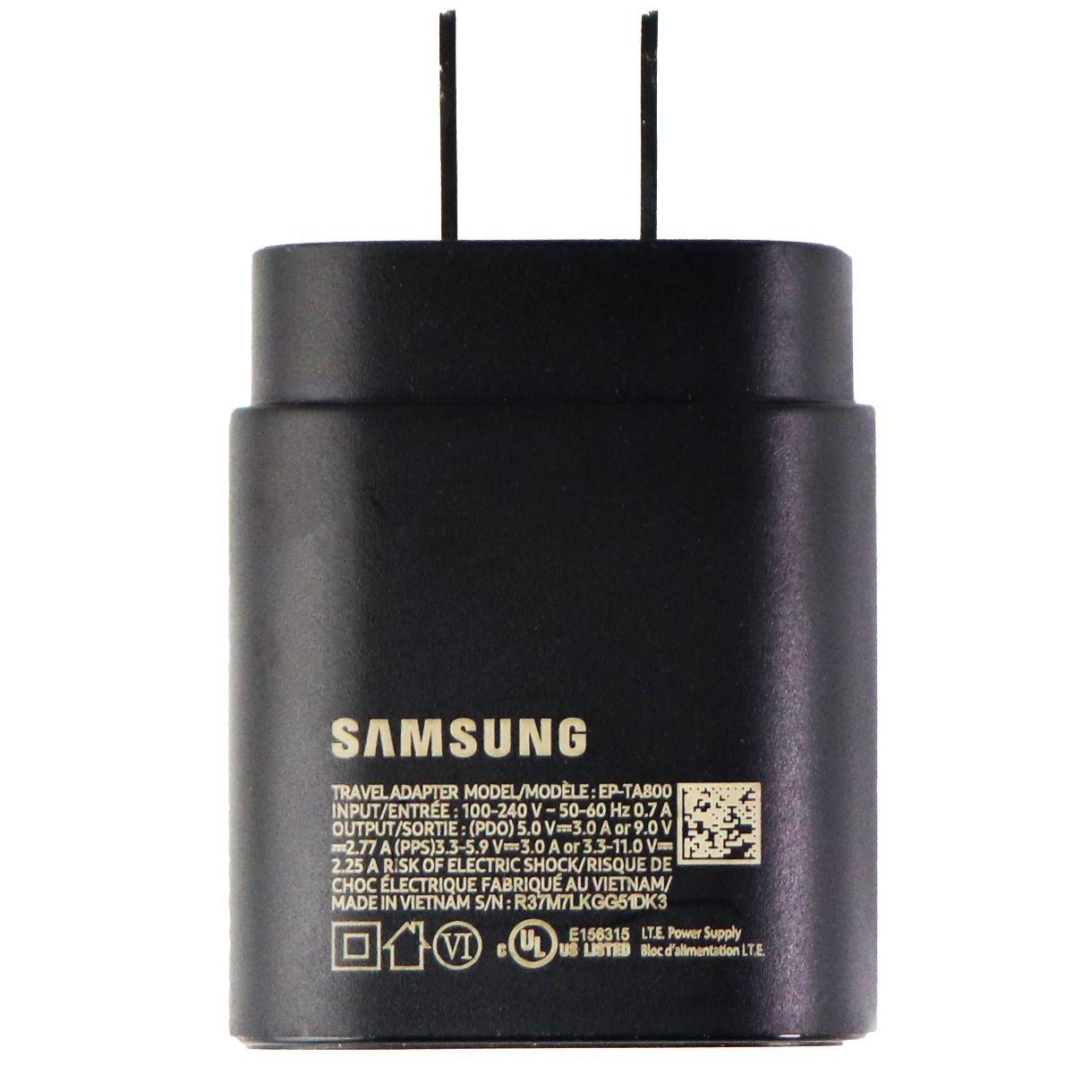 Samsung Super Fast Charging USB-C (Type C) Wall Charger - Black (EP-TA800) Cell Phone - Chargers & Cradles Samsung - Simple Cell Bulk Wholesale Pricing - USA Seller