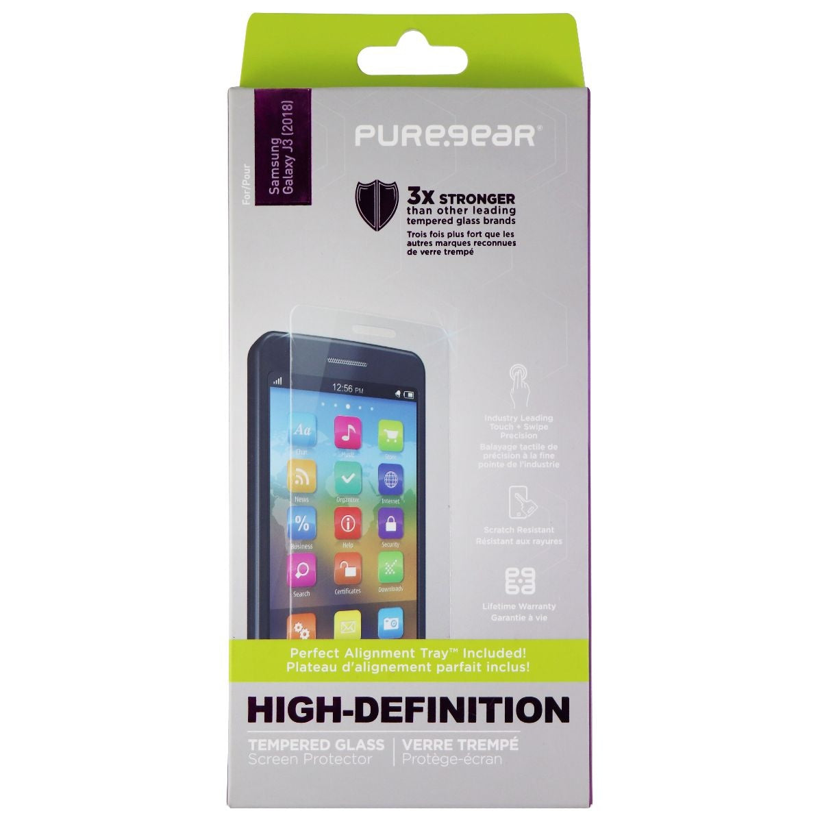 PureGear HD Tempered Glass Screen Protector for Samsung Galaxy J3 (2018) - Clear Cell Phone - Screen Protectors PureGear - Simple Cell Bulk Wholesale Pricing - USA Seller