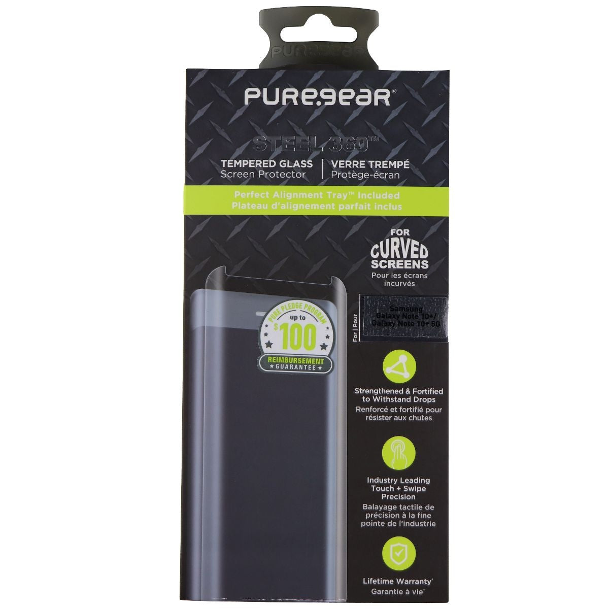 PureGear Steel 360 Tempered Glass for Samsung (Note10+) & (Note10+ 5G) - Clear Cell Phone - Screen Protectors PureGear - Simple Cell Bulk Wholesale Pricing - USA Seller