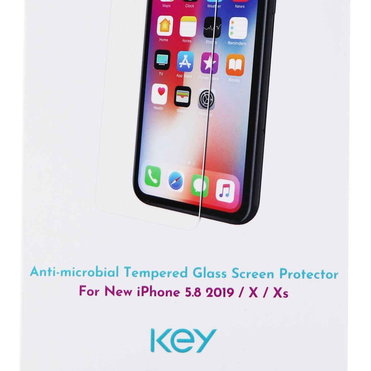 Key Premium Tempered Glass Screen Protector for Apple iPhone Xs/X Cell Phone - Screen Protectors Key - Simple Cell Bulk Wholesale Pricing - USA Seller