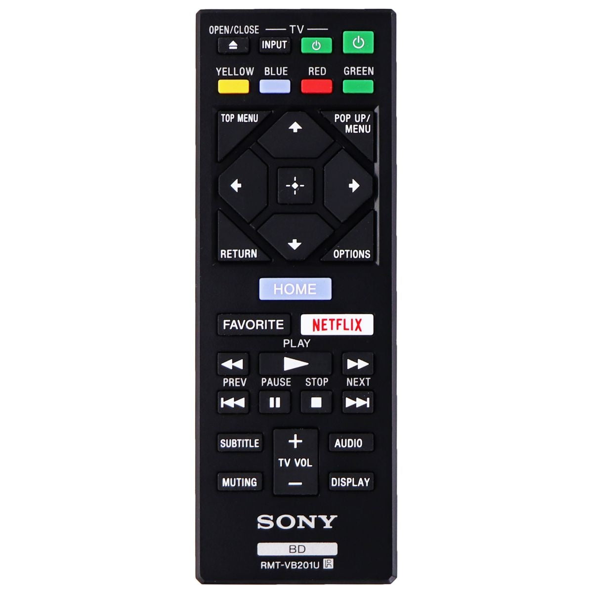 Sony Remote Control (RMT-VB201U) for Select Sony Blu-Ray Players - Black TV, Video & Audio Accessories - Remote Controls Sony - Simple Cell Bulk Wholesale Pricing - USA Seller
