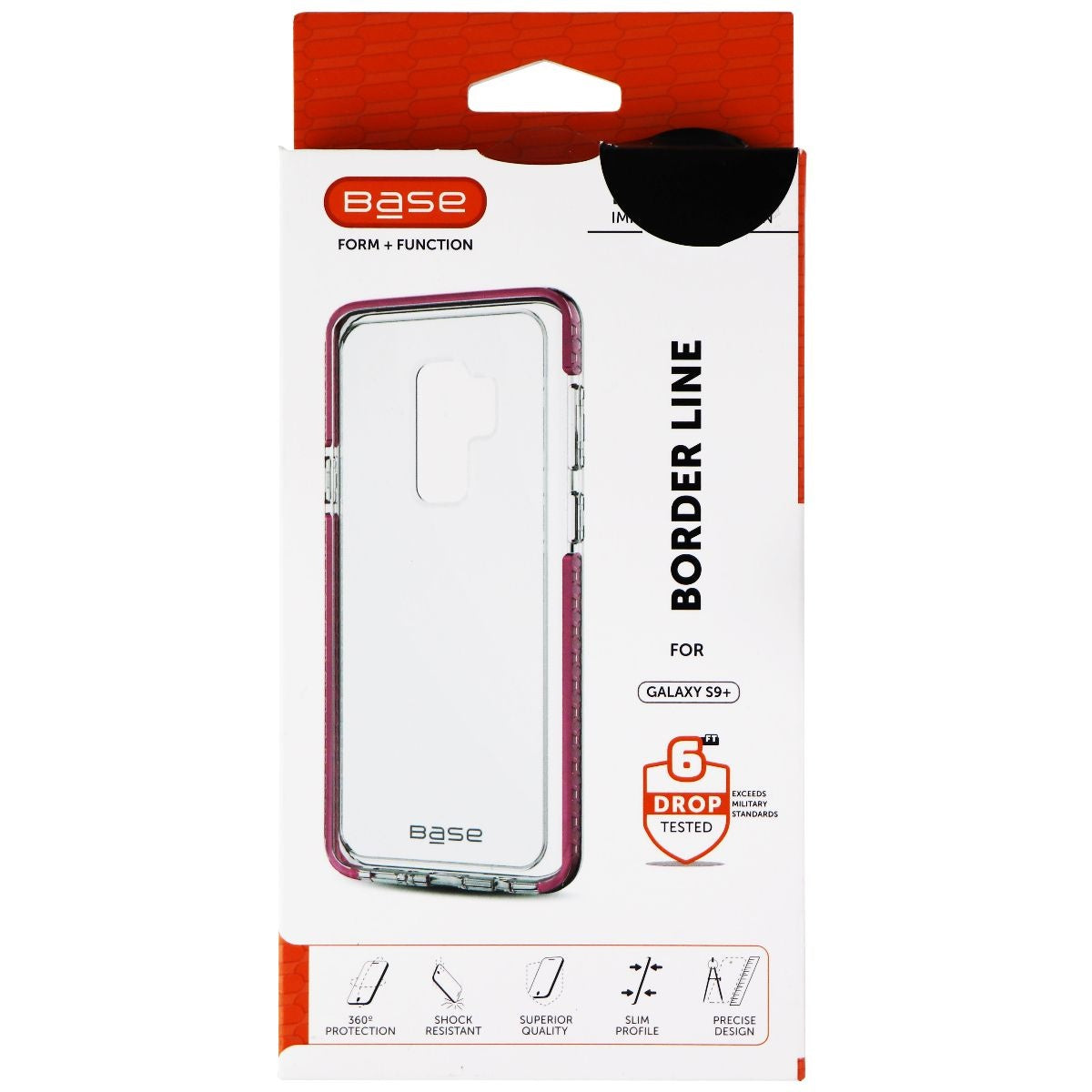 Base Border Line Series Hybrid Case for Samsung Galaxy (S9+) - Clear/Pink Cell Phone - Cases, Covers & Skins Base - Simple Cell Bulk Wholesale Pricing - USA Seller