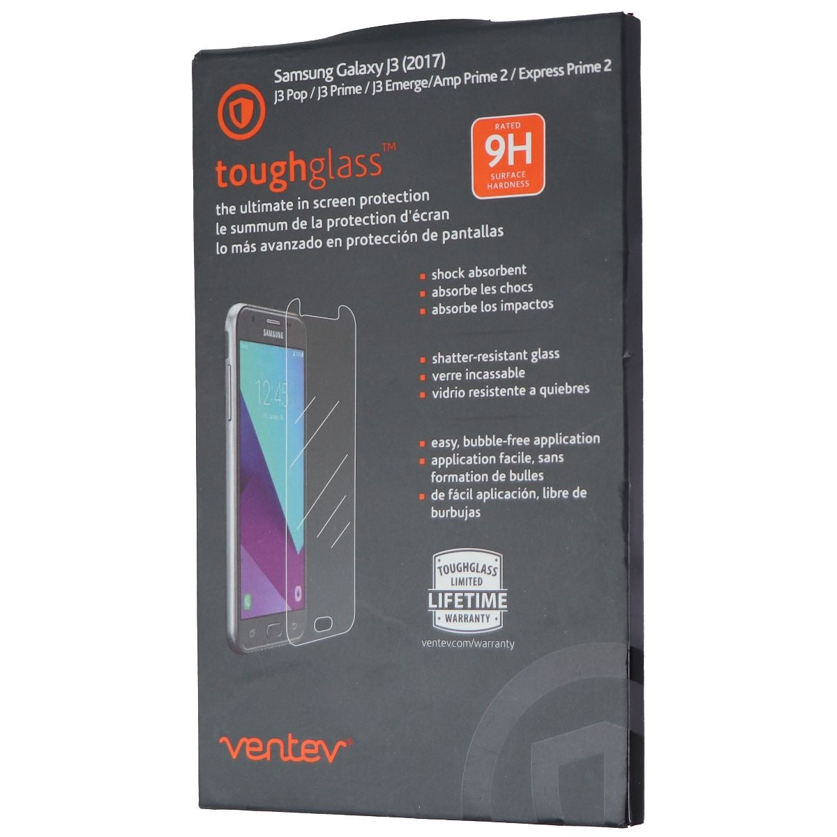Ventev Tough Glass for Samsung Galaxy J3 (2017) / J3 Pop / J3 Prime - Clear Cell Phone - Screen Protectors Ventev - Simple Cell Bulk Wholesale Pricing - USA Seller