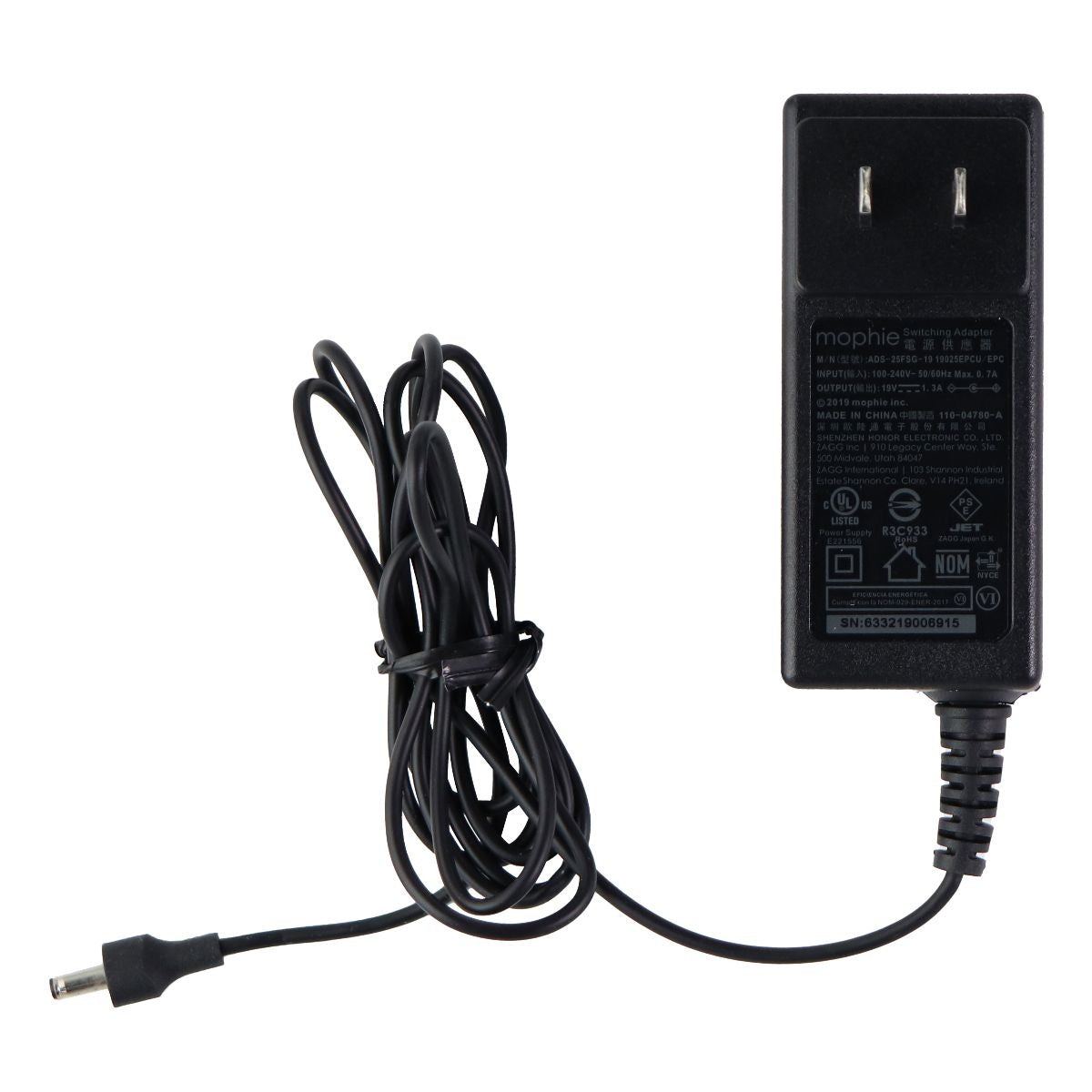 Mophie (19V/1.3A) Wall Charger Power Adapter - Black (ADS-25FSG-19) Multipurpose Batteries & Power - Multipurpose AC to DC Adapters Mophie - Simple Cell Bulk Wholesale Pricing - USA Seller