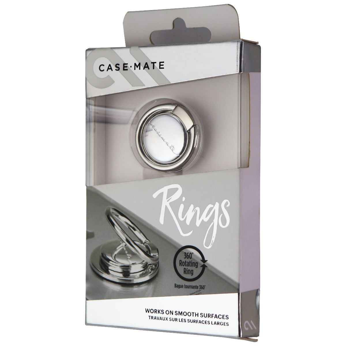 Case-Mate Metal Finger Loop 360 Rotating Ring and Stand for Phones - Silver Cell Phone - Mounts & Holders Case-Mate - Simple Cell Bulk Wholesale Pricing - USA Seller