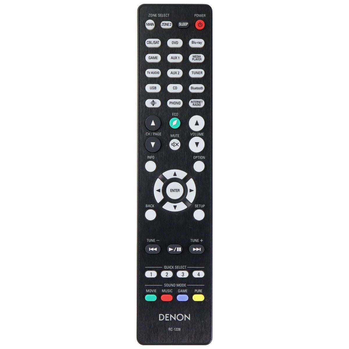 Denon Remote Control (RC-1228) for Select Denon Home Receivers - Black TV, Video & Audio Accessories - Remote Controls Denon - Simple Cell Bulk Wholesale Pricing - USA Seller
