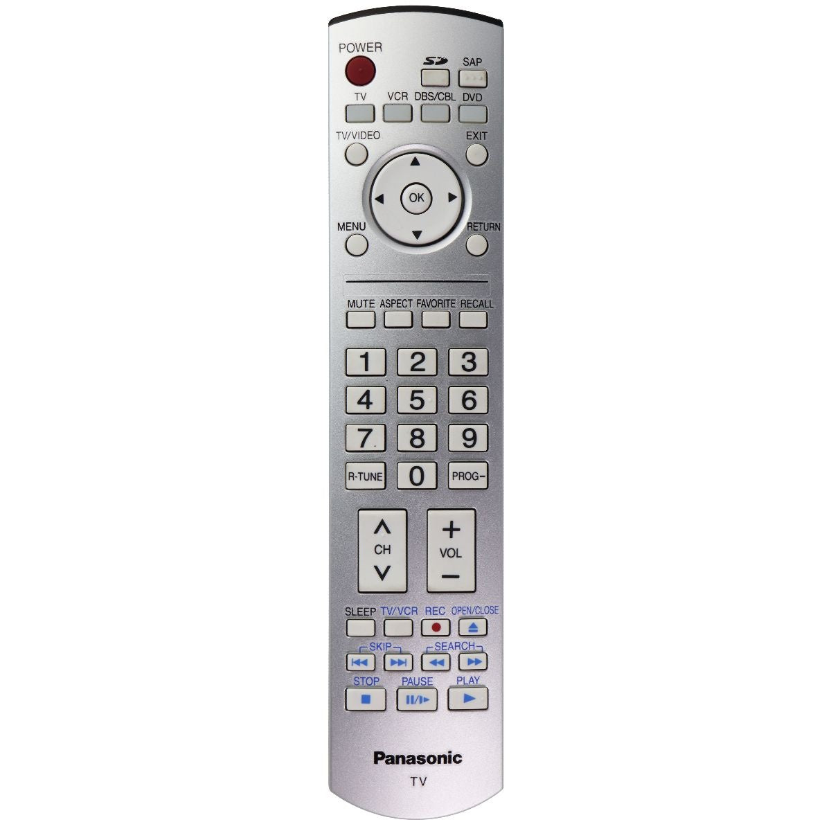 Panasonic TV Remote - Silver/Black (EUR7737Z20) TV, Video & Audio Accessories - Remote Controls Panasonic - Simple Cell Bulk Wholesale Pricing - USA Seller