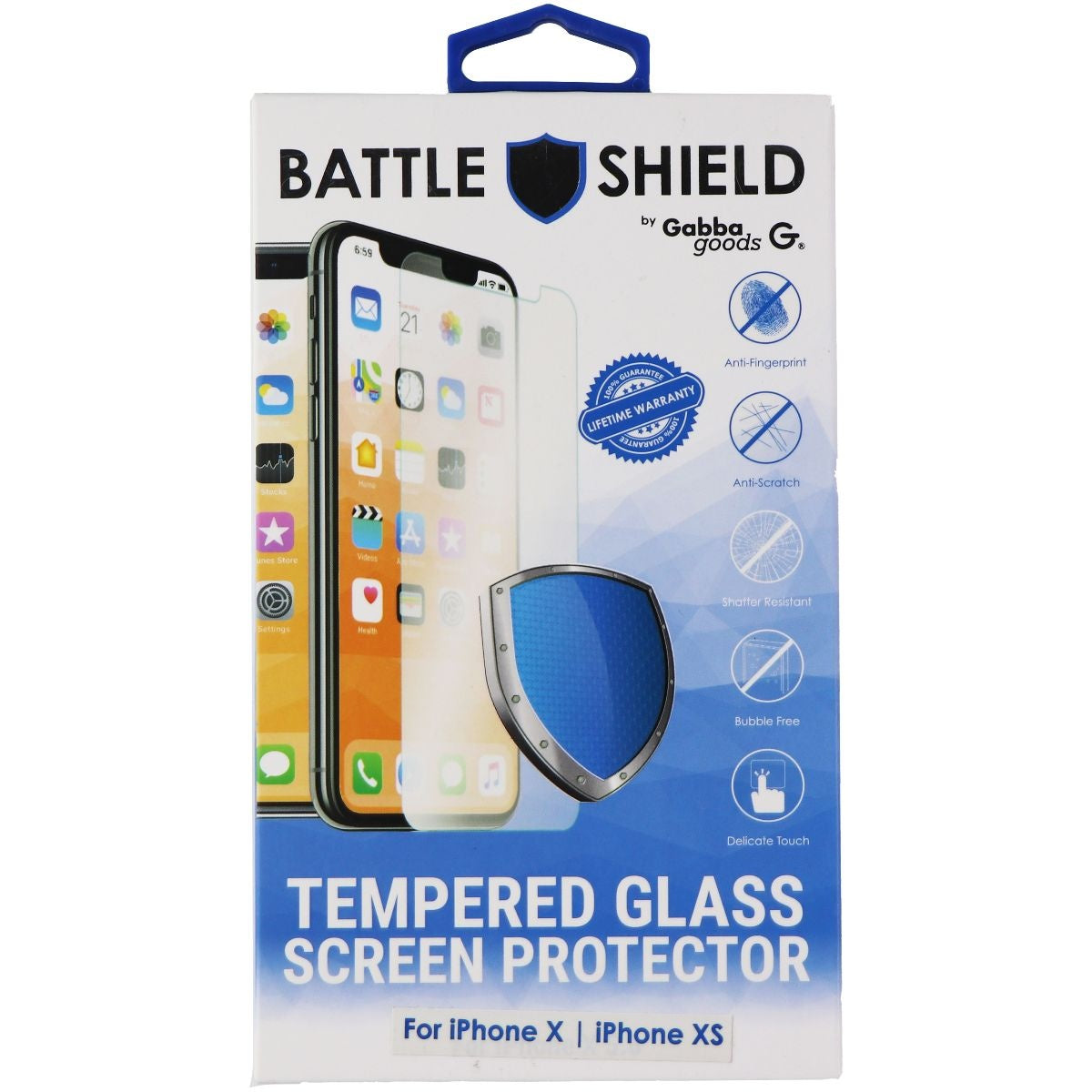 Gabba Goods Battle Shield Tempered Glass for Apple iPhone Xs/X - Clear Cell Phone - Screen Protectors Gabba Goods - Simple Cell Bulk Wholesale Pricing - USA Seller