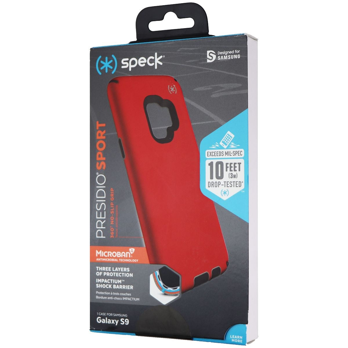 Speck Presidio Sport Case for Samsung Galaxy S9 - Heartrate Red/Gray/Black Cell Phone - Cases, Covers & Skins Speck - Simple Cell Bulk Wholesale Pricing - USA Seller
