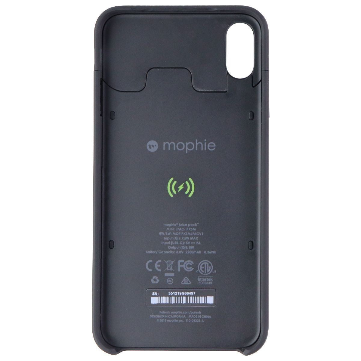 Mophie Juice Pack Access Battery Case (2200 mAh) for Apple iPhone Xs Max - Black