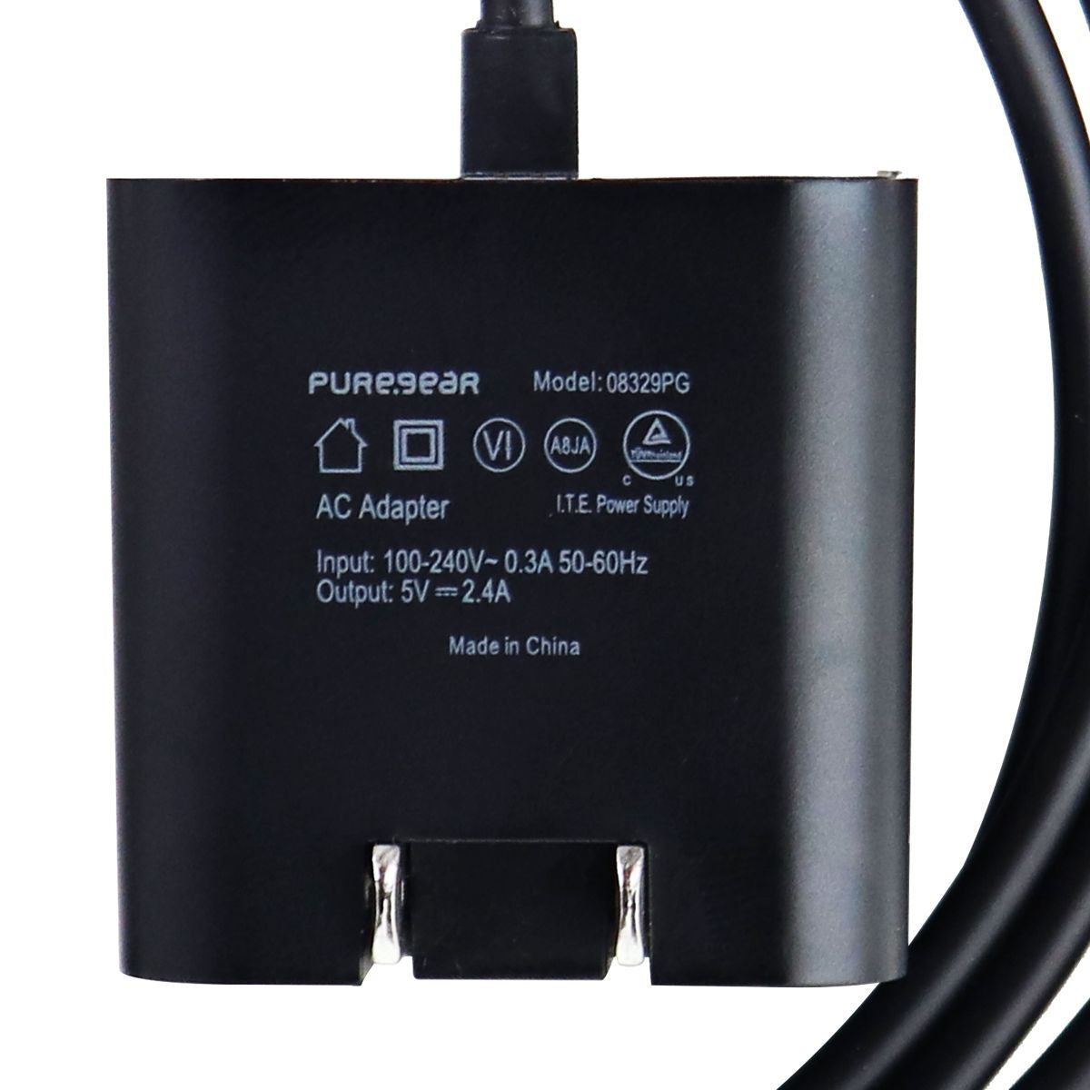 PureGear 12W (5V/2.4A) 5-Foot Micro USB Wall Charger - Black Cell Phone - Chargers & Cradles PureGear - Simple Cell Bulk Wholesale Pricing - USA Seller