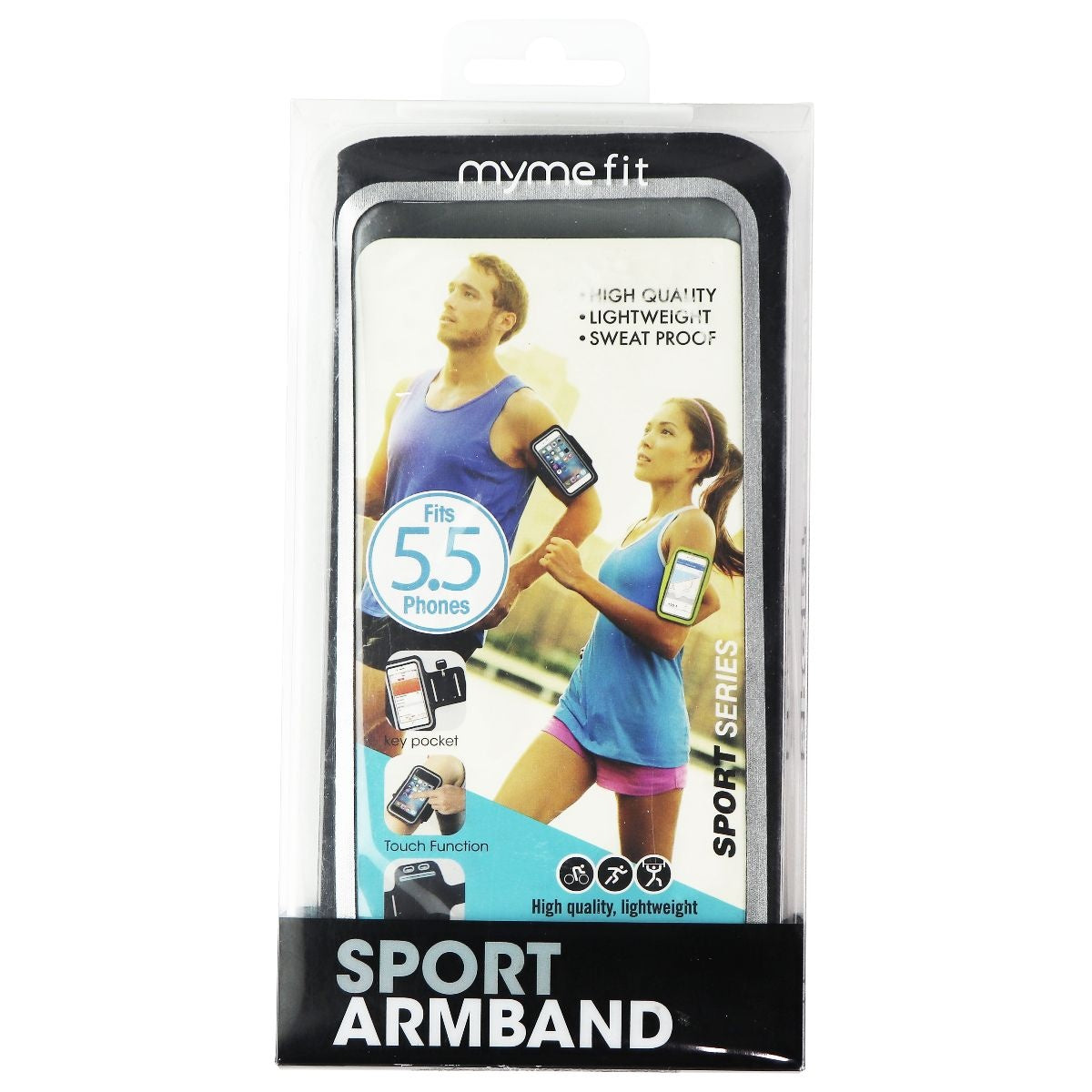 MyMeFit Universal Sport Armband for all Smartphones (up to 5.5 inch) - Black Cell Phone - Mounts & Holders MYMEFIT - Simple Cell Bulk Wholesale Pricing - USA Seller