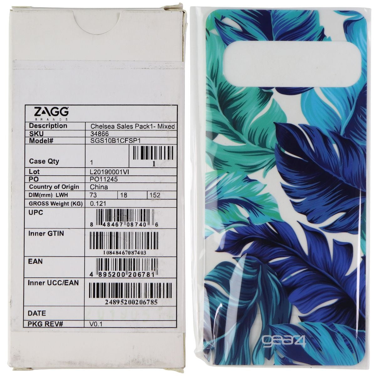ZAGG Gear4 Swappable Inserts for Galaxy S10 Chelsea Cases - Blue Palm (25 Pack) Cell Phone - Cases, Covers & Skins Zagg - Simple Cell Bulk Wholesale Pricing - USA Seller