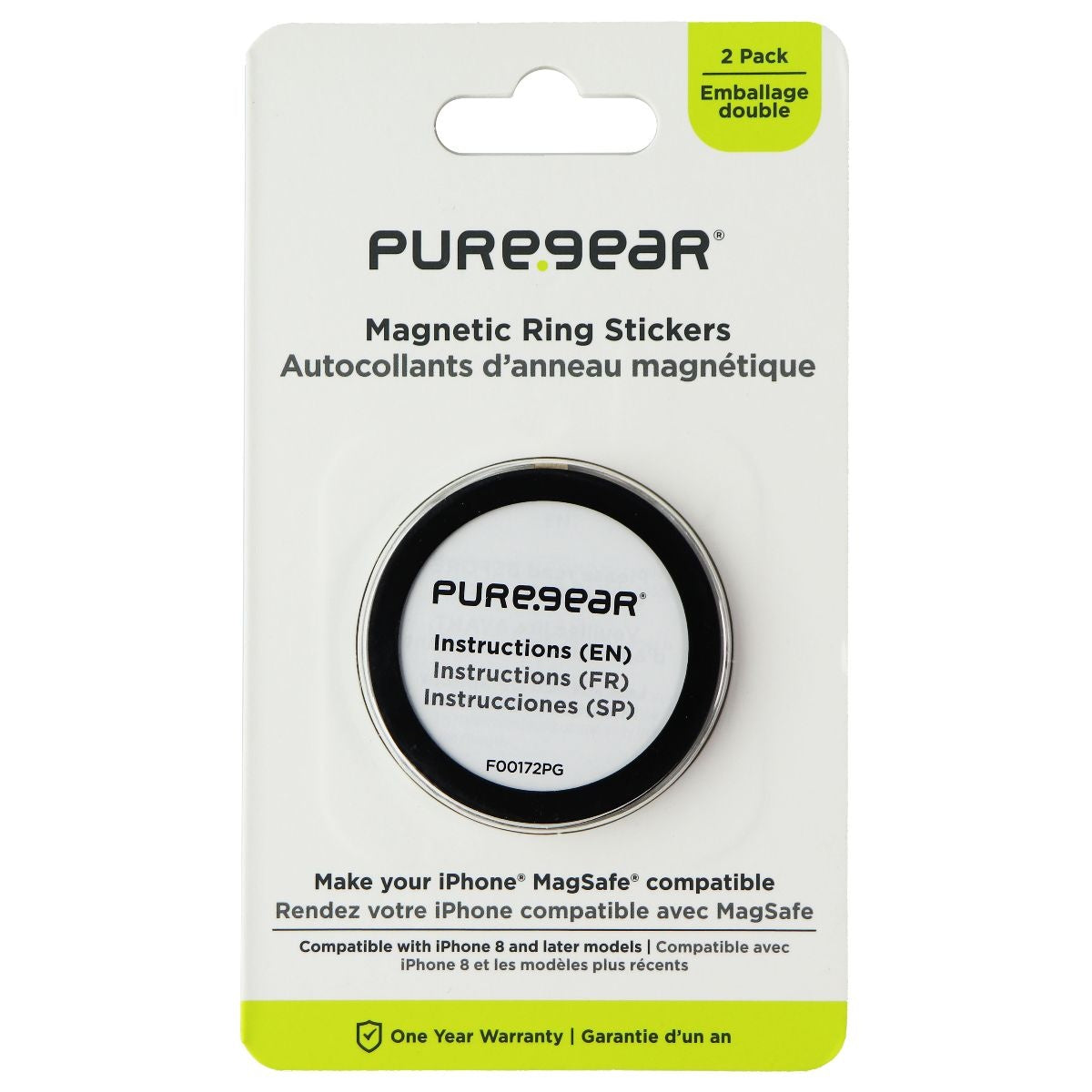 PureGear Magnetic Ring Stickers for iPhone 8 & Later Models 63870PG - Black Cell Phone - Mounts & Holders PureGear - Simple Cell Bulk Wholesale Pricing - USA Seller