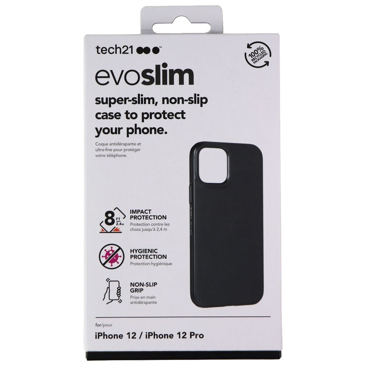 Tech21 Evo Slim Series Case for Apple iPhone 12 & iPhone 12 Pro - Black Cell Phone - Cases, Covers & Skins Tech21 - Simple Cell Bulk Wholesale Pricing - USA Seller