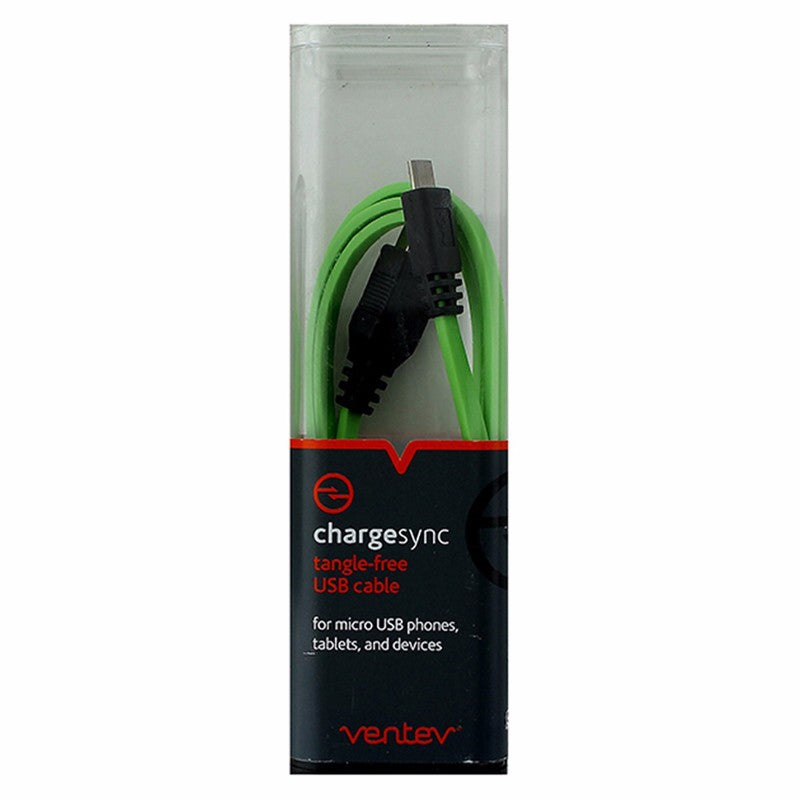 Ventev (565186) 3.3ft Charge Sync Tangle-free Cable for Micro USB Devics - Green Cell Phone - Cables & Adapters Ventev - Simple Cell Bulk Wholesale Pricing - USA Seller