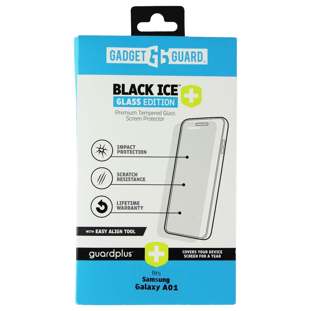 Gadget Guard Black Ice+ (Plus) Glass Edition for Samsung Galaxy A01 - Clear Cell Phone - Screen Protectors Gadget Guard - Simple Cell Bulk Wholesale Pricing - USA Seller