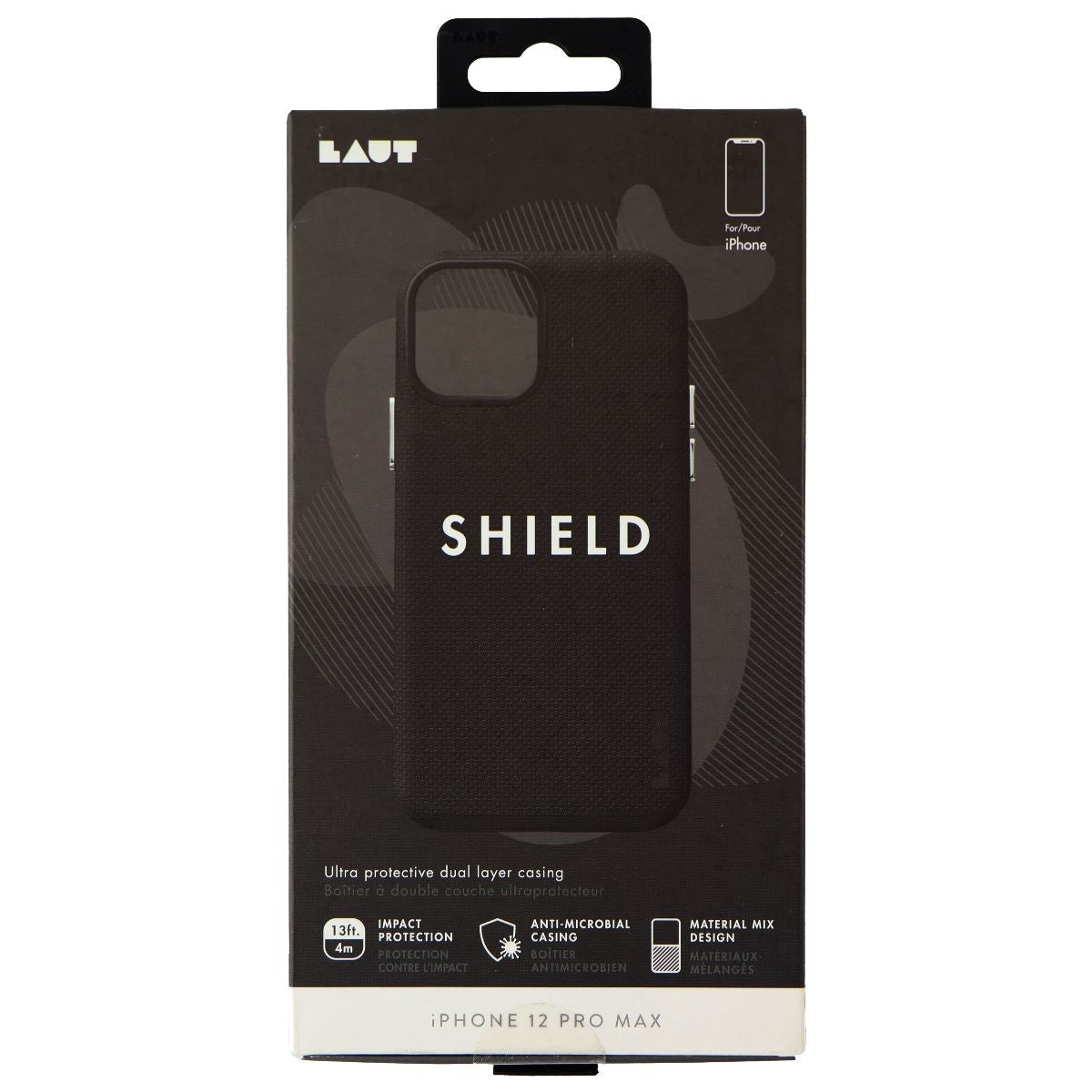Laut SHIELD Series Case for Apple iPhone 12 Pro Max - Black Cell Phone - Cases, Covers & Skins Laut - Simple Cell Bulk Wholesale Pricing - USA Seller