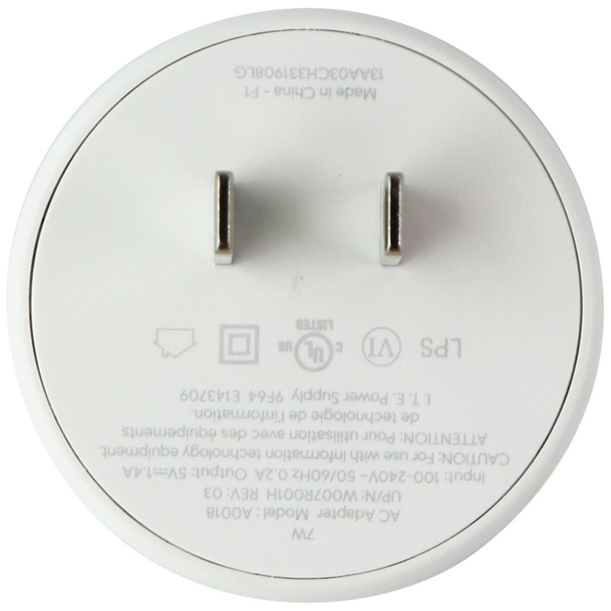 Google HUB (5V/1.4A) 7W Single USB Rounded Wall Adapter/Charger - White (A0018) Cell Phone - Chargers & Cradles Google - Simple Cell Bulk Wholesale Pricing - USA Seller