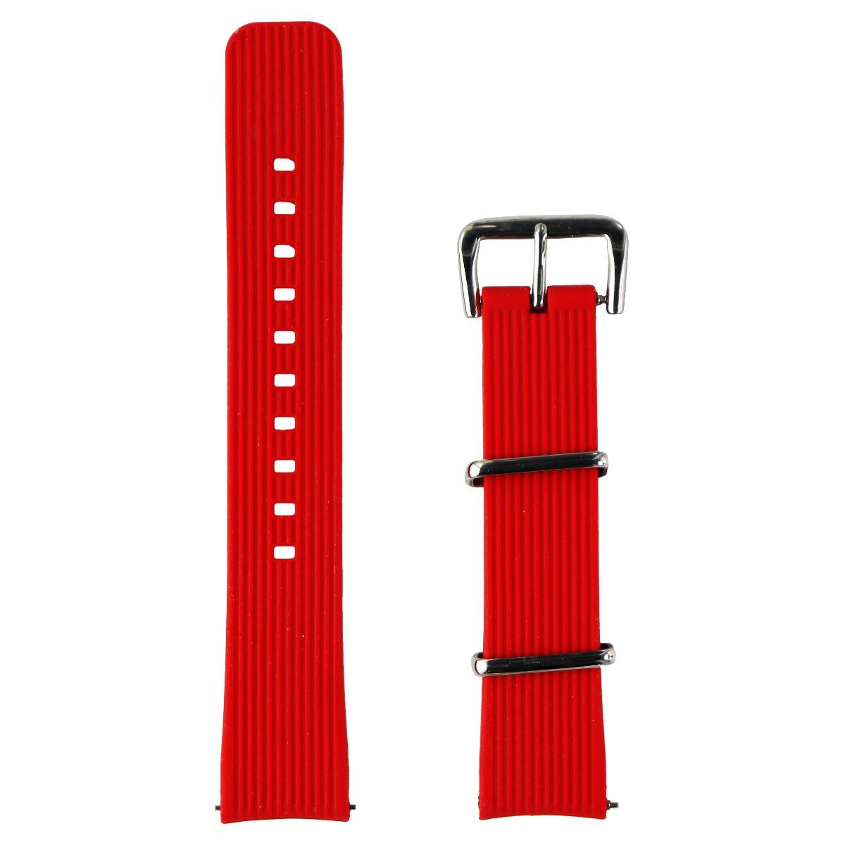 Universal 20mm Adjustable Silicone Band for Watches/Trackers - Red/Silver Smart Watch Accessories - Watch Bands Unbranded - Simple Cell Bulk Wholesale Pricing - USA Seller