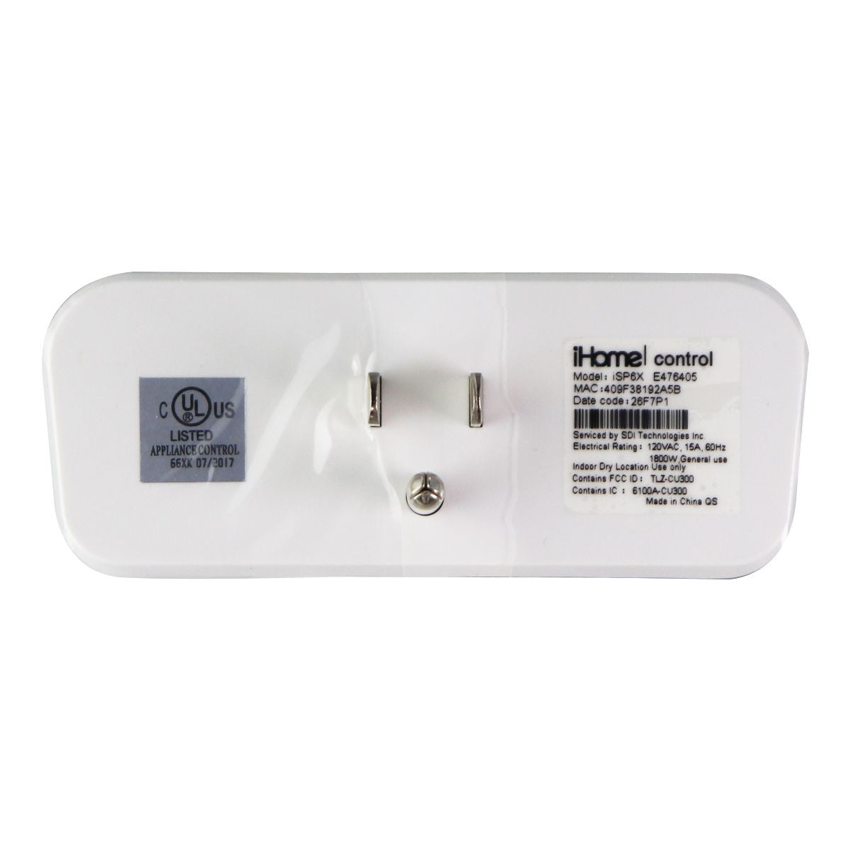 iHome WiFi Smart Plug (1-Pack) for use with Alexa, Google Assistant - White