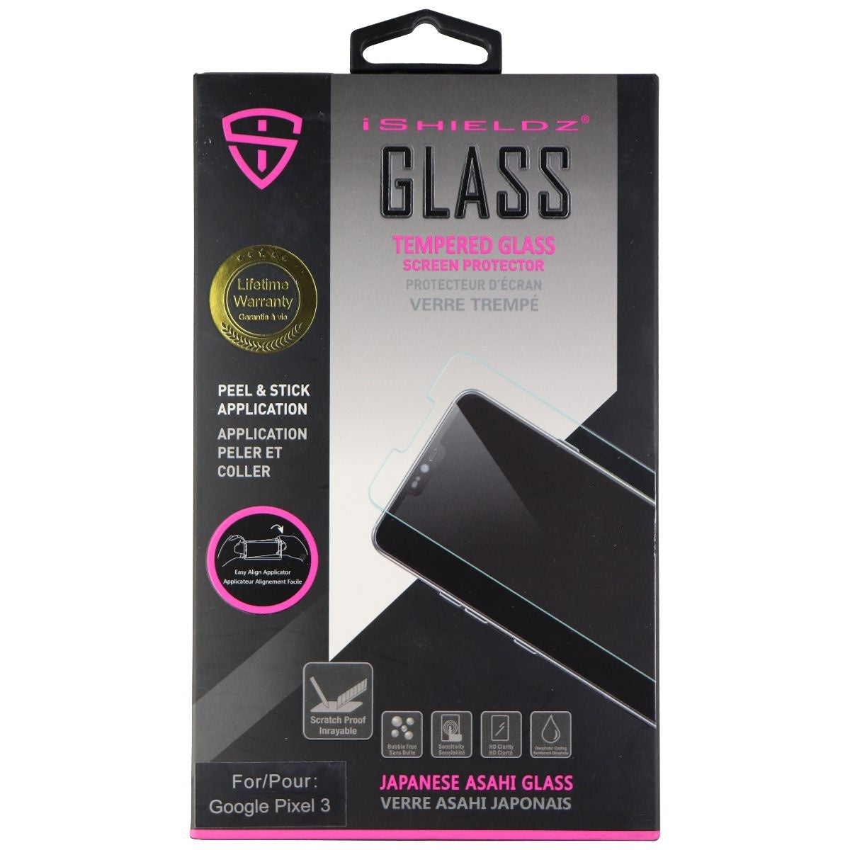 iShieldz Asahi Tempered Glass Screen Protector for Google Pixel 3 - Clear Cell Phone - Screen Protectors iShieldz - Simple Cell Bulk Wholesale Pricing - USA Seller
