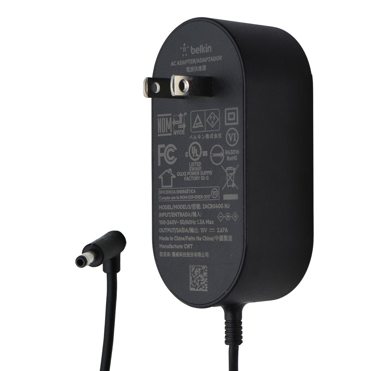 Belkin (15V/2.67A) AC Adapter Power Supply Cord for Belkin 3-in-1 (2ACR040G) Multipurpose Batteries & Power - Multipurpose AC to DC Adapters Belkin - Simple Cell Bulk Wholesale Pricing - USA Seller
