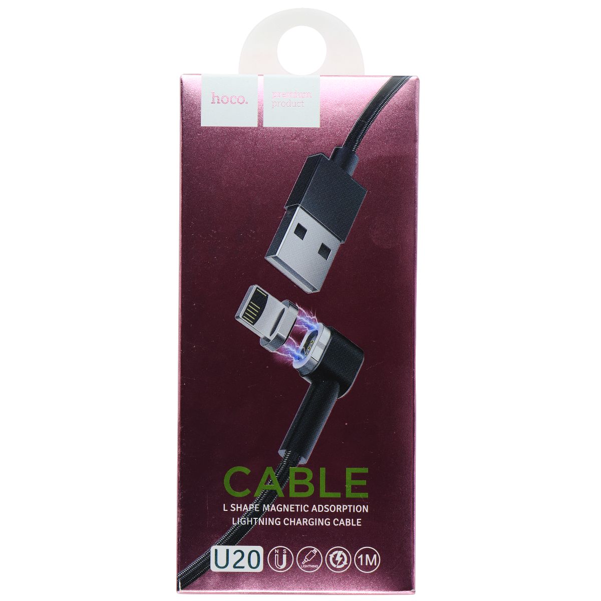 Hoco. (3.3-Ft) L-Shape Magnetic Lightning 8-Pin to USB Cable - Black Cell Phone - Cables & Adapters Hoco. - Simple Cell Bulk Wholesale Pricing - USA Seller