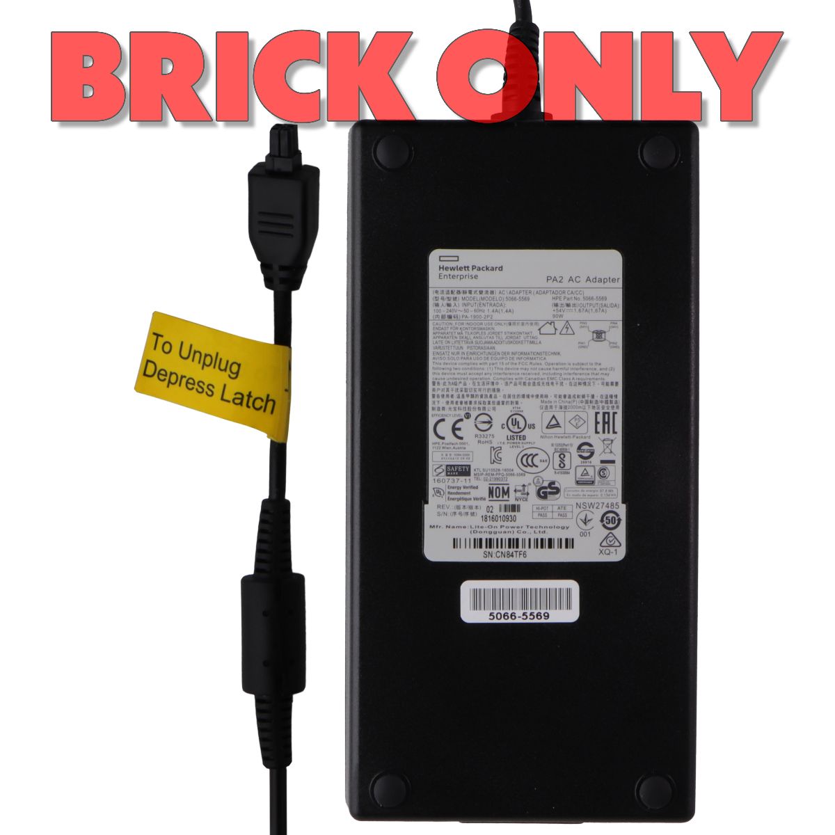 HP 90W PA2 AC Adapter (5066-5569) Power Supply - Black / Brick Only* Multipurpose Batteries & Power - Multipurpose AC to DC Adapters HP Enterprise - Simple Cell Bulk Wholesale Pricing - USA Seller