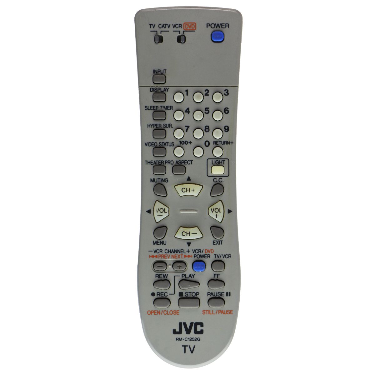 JVC Remote Control OEM (RM-C1252G) for Select JVC Systems - Gray TV, Video & Audio Accessories - Remote Controls JVC - Simple Cell Bulk Wholesale Pricing - USA Seller
