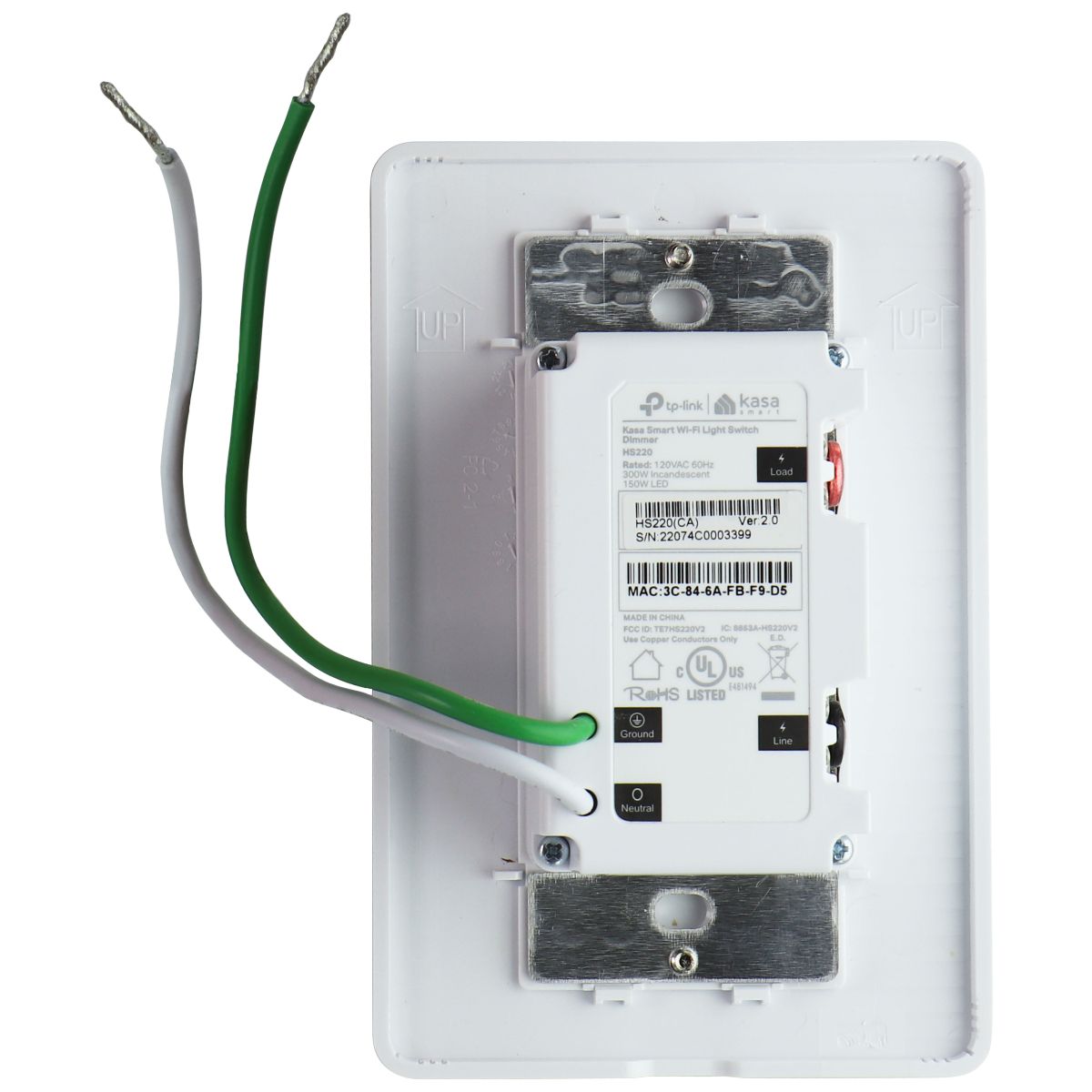 Kasa Smart Dimmer Switch HS220 Single Pole (Needs Neutral Wire) - White Camera Accessories - Light Meters Kasa - Simple Cell Bulk Wholesale Pricing - USA Seller